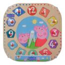 Peppa Wutz Holzlernuhr - Lernspielzeug Uhr mit 12 Steckteilen zum spielerisch...