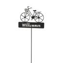Gartenstecker Willkommen mit Velo - Modernes Fahrrad Design, 90cm hoch, aus s...
