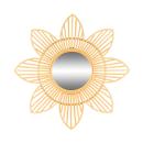 Runder Design Spiegel - Wandspiegel mit Bambus-Rahmen in Blüten-Form für Wohn...