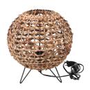 Tischlampe aus Wasserhyazinthe und Metall - Elegante Stehlampe mit gewebtem S...