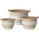 Naturfaser Korb-Set 3-teilig rund – Baumwolle & Maisblätter weiss/natur – öko...