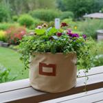 Textil-Übertopf aus Baumwolle beige - Pflanzsack mit Schutzfolie & Innenverkl...