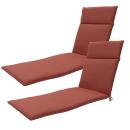 2er-Set Liegen-Auflagen natur - Wasserabweisende Polsterauflagen mit Bindebän...