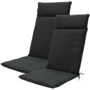 Gartenstuhl-Kissen 2er-Set - Komfortable Hochlehner-Auflage dunkelgrau 120x50...