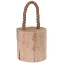 Türstopper Holzstamm Teakholz - Rustikaler Türklotz mit Kordel für Haus & Woh...