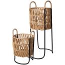 Blumentopfständer Set Korbgeflecht - Eleganter Pflanzenständer für den Innenb...