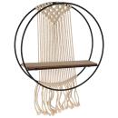 Makramee Hängeregal rund Ø 32cm - Boho Wandregal mit Holzablage & Metallrahme...