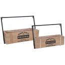 2er-Set Holz-Metall-Pflanzkästen - Hängend für Balkon & Garten - Schwarz-Brau...