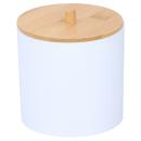 Aufbewahrungsbehälter Kunststoff und Bambus, Kosmetikbox, weiss, 9,5 x 9,5 x ...