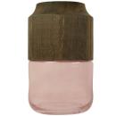 Blumenvase aus Glas und Blauglockenbaum-Holz - Edle Dekovase transparent/brau...