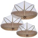 3er-Set Bambus Abdeckhauben mit Schalen - Effektiver Insektenschutz für Grill...