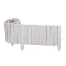 Beetumrandung Holz hellgrau - Zierzaun für Garten Beeteinfassung - Fichtenhol...