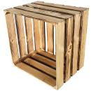 Aufbewahrungskiste aus geflammtem Holz - Rustikale Harasse für Deko & Ordnung...