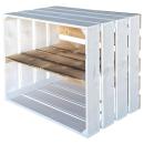 Holzkiste mit Regalboden - Weiss/Braun Regalabtrennung für Deko, Bücher, Foto...