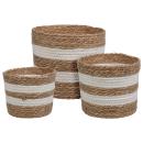 Aufbewahrungskörbe 3er Set Organizer - Runde geflochtene Strohkörbe aus Natur...