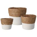 Körbe rund 3er-Set weisse Baumwolle - Naturgeflecht Flechtkorb für Bad Wohnzi...
