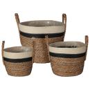 Dekorative Aufbewahrungskörbe 3er-Set - Geflochtene Optik, Stroh/Baumwolle, D...