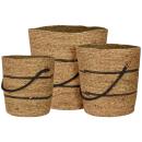 Seegras-Korbset 3er - Dekorative Aufbewahrungskörbe mit schwarzen Akzenten - ...