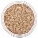 Tischset Stroh-Geflecht - Platzdeckchen mit Baumwolle - Braun-Weiss, Ø 38cm -...