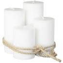 4er-Set Stumpenkerzen weiss - Wachskerzen mit Hanf-Schnur für elegante & natü...