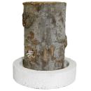 Schwedenfeuer aus Echtholz - Gartenfackel mit Betonsockel Ø 12x18cm - Für Ter...