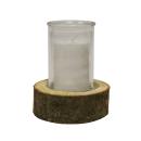 Echtholz-Windlicht mit Kerzenglas & Kerze - Natur-Look weiss/braun - Warme At...