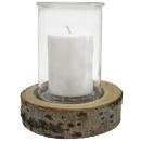 Kerzenglas auf Holzsockel - Windlicht Natur mit Echtholzrinde & Glas - Ø 10x1...