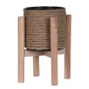 Blumentopf aus Jute auf Holzständer - Edles Design für Pflanzenliebhaber & De...