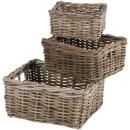 Weidenkorb-Set 3er-Set eckig - Aufbewahrungskörbe mit Vintage-Flair - Klassis...