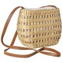 Umhängetasche Wasserhyazinthe - Geflochten mit Lederriemen - Braun Beige - Um...