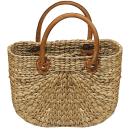 Einkaufstasche aus Wasserhyazinthe - Halbrund Strandtasche mit Henkel - Braun...