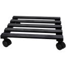 Pflanzenwagen Rollwagen Tannenholz - Schwarz quadratisch 28,5x28,5x4,5cm - Bo...