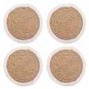 4er Tischsets aus Stroh-Geflecht - Platzdeckchen mit eleganter Baumwollumrand...