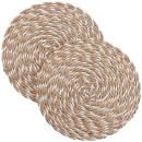 2er Tischsets aus Stroh-Polyester-Geflecht - Rundes Platzdeckchen für Esstisc...
