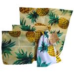 Premium 3er Bienenwachsbeutel Ananas Design - Nachhaltige Lebensmittelaufbewa...