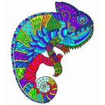 Buntes Holzpuzzle Chamäleon - 171 Teile Tier-Puzzle mit Tier-Extras - Schille...