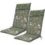 2er-Set Luxuriöse Hochlehner-Auflage, Gartenstuhlkissen wasserabweisend, Blum...