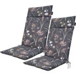 2er-Set Luxuriöse Hochlehner-Auflage, Gartenstuhlkissen wasserabweisend, Blum...