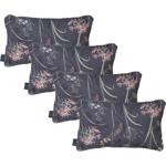 4er-Set Bequemes Deko-Kissen Outdoor, Blumenmuster anthrazit, 30 x 50 x 10 cm...
