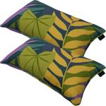 2er-Set Dekoratives Deko-Kissen Blätterdesign grün, 30 x 50 cm, robustes & fa...