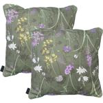 2er-Set Bequemes Deko-Kissen Outdoor, Blumenmuster grün, 50 x 50 x 10 cm, wet...