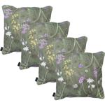 4er-Set Bequemes Deko-Kissen Outdoor, Blumenmuster grün, 50 x 50 x 10 cm, wet...