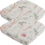 2er-Set Bequemes Stuhlkissen Outdoor, Blumenmuster weiss, 48 x 48 cm, wetterf...