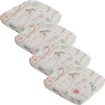 4er-Set Bequemes Stuhlkissen Outdoor, Blumenmuster weiss, 48 x 48 cm, wetterf...