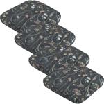 4er-Set Bequemes Stuhlkissen Outdoor, Blumenmuster anthrazit, 48 x 48 cm, wet...