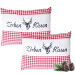 2er-Set Zirbenkissen Vichy Rot 26x19 cm, gefüllt mit 220g Natur Zirbenspäne, ...