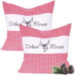 2er-Set Zirbenkissen Vichy Rot 30x30 cm, gefüllt mit 350g Natur Zirbenspäne, ...