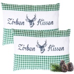 2er-Set Zirbenkissen Vichy Grün 26x19 cm, gefüllt mit 220g Natur Zirbenspäne,...