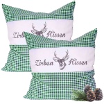 2er-Set Zirbenkissen Vichy Grün 30x30 cm, gefüllt mit 350g Natur Zirbenspäne,...