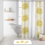 Duschvorhang gelbe Blätter - 180x200 cm aus 100% Polyester mit Haken - Wasser...